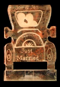 Ice Sculpture with Names on a Car