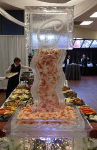 Shrimp Dispenser Ice Sculpture with Initial