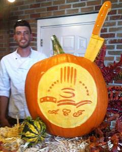 Pumpkin-Sculpture-with-Knife