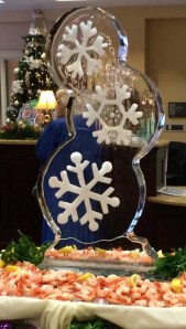 Triple Snowflake with Shrimp Ice Sculpture